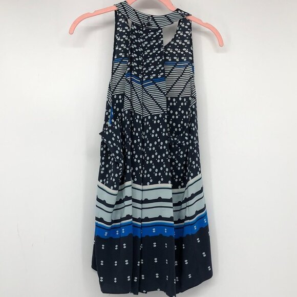 Jonathan  Simkhai blue geometric dot printed high low silk sleevless blouse Md - Picture 4 of 16